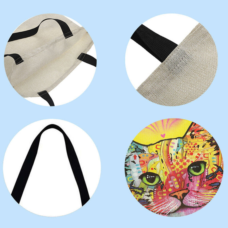 Jumper car shopping bag with colourful cat motif, shoulder bag