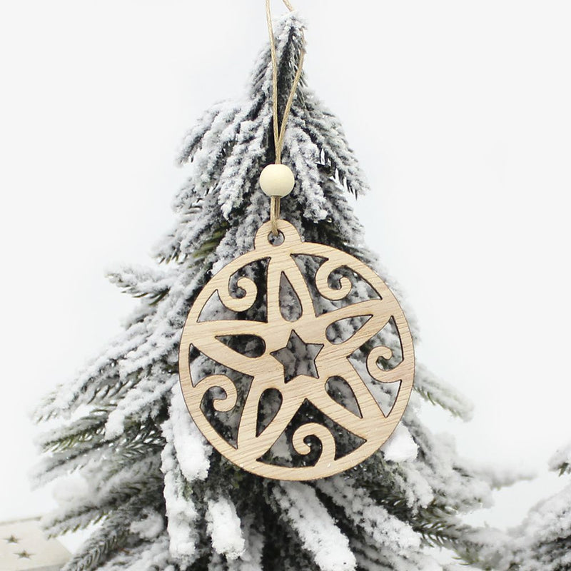 Wooden Pendants Christmas Decorations Xmas Tree Wood Chip Hanging Ornaments