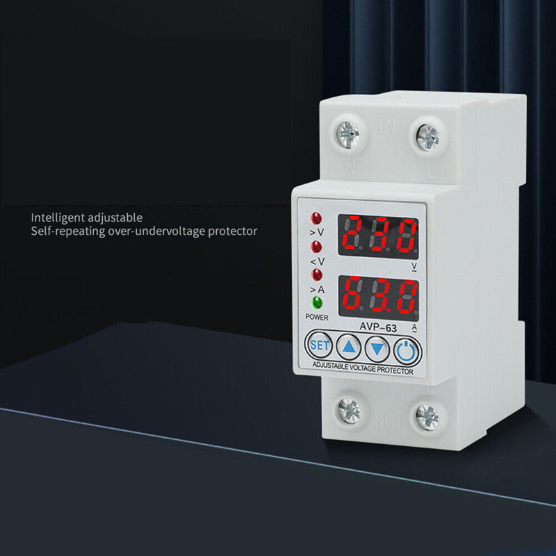 #A 63A 230V Adjustable Digital Over Voltage Current Under Voltage Protective Dev