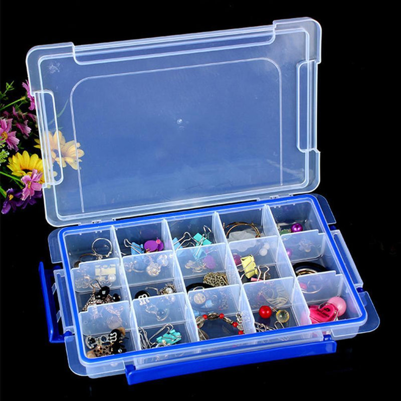 15 Slots Clear Plastic Storage Box Home Jewelry Sundries Organizer Boxes Newly