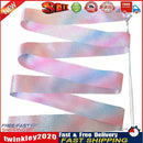Flashing Glitter Dance Ribbon Gymnastics Ballet Twirling Stick (2m White) Newly