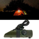 7 In1 LED Flashlight Fire Survival Whistle Camping Compass Quality E8D6