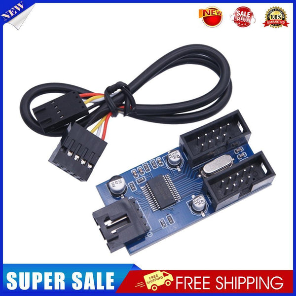 Desktop Computer Motherboard 9Pin USB Header Splitter 1 to 2 Port Connector