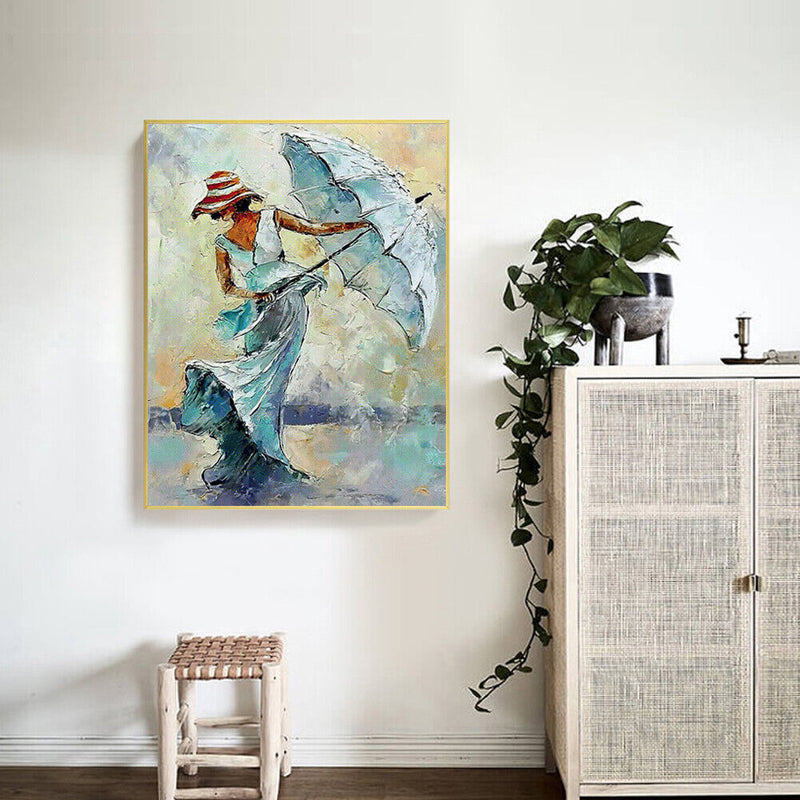 Lady with Umbrella Oil Paint By Numbers Kits Canvas Picture DIY Wall Art