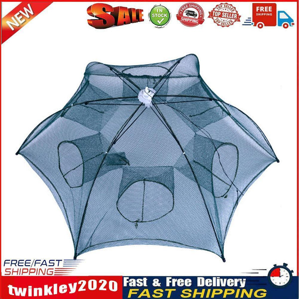 6/8 Holes Fishing Net Shrimp Cage Nylon Foldable Fish Cast Trap (6 Holes) Newly