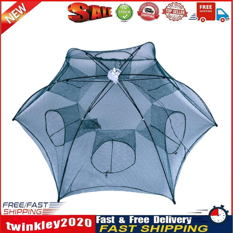 6/8 Holes Fishing Net Shrimp Cage Nylon Foldable Fish Cast Trap (6 Holes) Newly