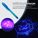 2 in 1 Luminous Light Invisible Ink Pen UV Kids Drawing Magic Pens (Blue) Newly