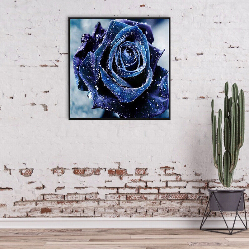 5D Full Drill Diamond Painting DIY Purple Rose Rhinestone Picture Decor Poster