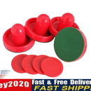 4Pcs Air Hockey Table Goalies with 4pcs Puck Felt Pusher Mallet Grip Red Newly