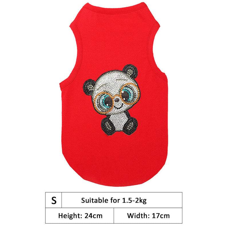 Breathable Clothing for Small Pets DIY Applique Diamond Printed Vest Clothes