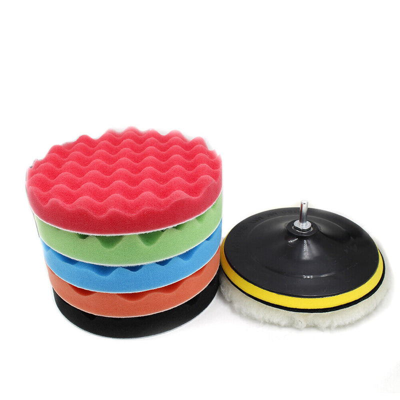 8pcs Car Polishing Disc Waxing Sponge Car Polisher Drill Adapter (7 inch)