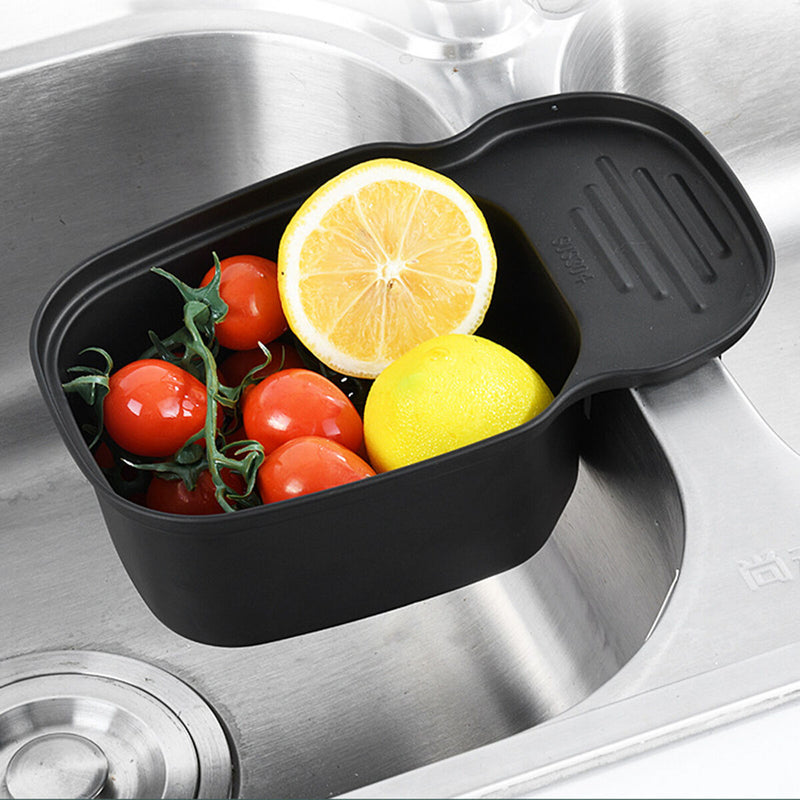 Sink Drain Basket Corner Waste Drainer Food Catcher Strainer (2 Black) Newly