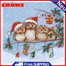 5D DIY Full Round Drill Diamond Paint Xmas Owls Mosaic Rhinestone Art Picture