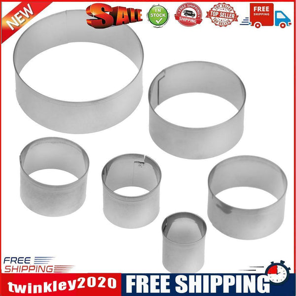 6pcs Stainless Steel Round Sugar Cutting Die Fondant Cake Mold Decor Tool