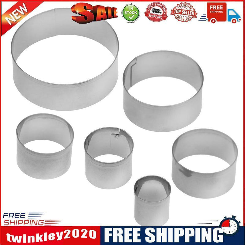 6pcs Stainless Steel Round Sugar Cutting Die Fondant Cake Mold Decor Tool