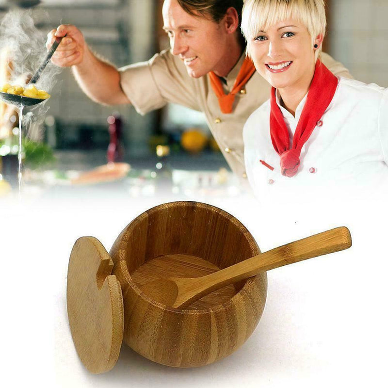 Wood Spice Jar Sugar Bowl Coffee Salt Pepper Seasoning Box Storage X4W9