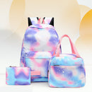 #A Tie Dye Backpack Student Schoolbag Laptop Bookbag 3 Piece Insulated Lunch Box