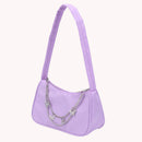 Retro Women Pure Color Butterfly Chain Underarm Bag Hobos Handbag (Purple)