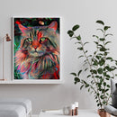 Hand Painted on Canvas DIY Red Cat Oil Paint By Numbers Drawing Kit Ornaments