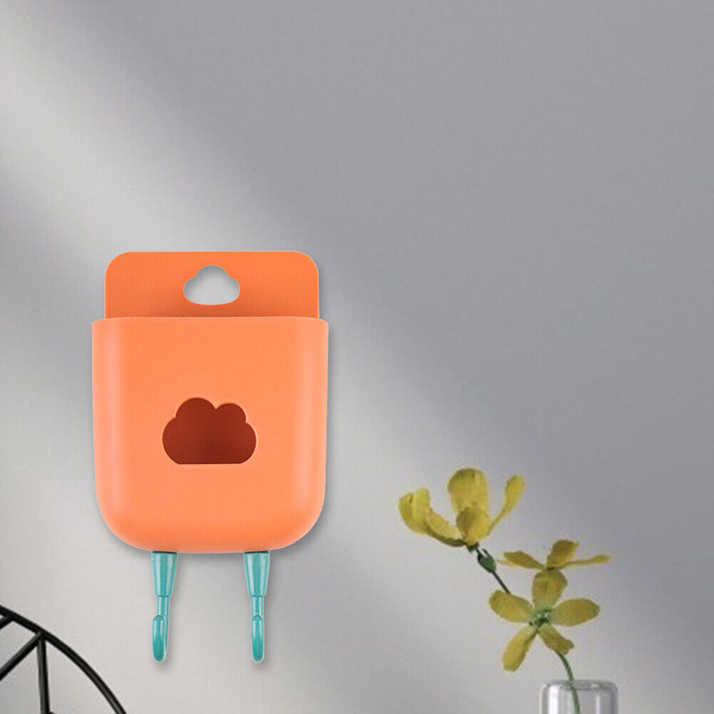 Phone Wall Mounted Holder Detachable Hook Plug Charging Organizer (Orange) Newly