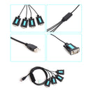 PL2303 Chipset 4 Port USB to RS-232 9-Pin DB9 Serial Cable Male A Adapter
