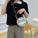Fashion Round Basketball Shaped Womens Shoulder Bag Leather Chain Purse Handbags