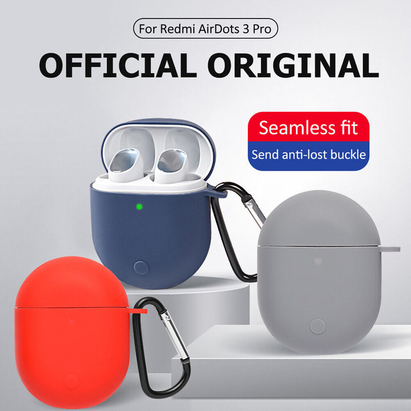 For Redmi AirDots 3 Pro Silicone Protective Case Cover with Keychain (Grey)