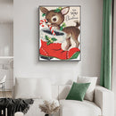 Frameless Oil Paint By Numbers Christmas Deer DIY Canvas Picture Craft Kit Newly
