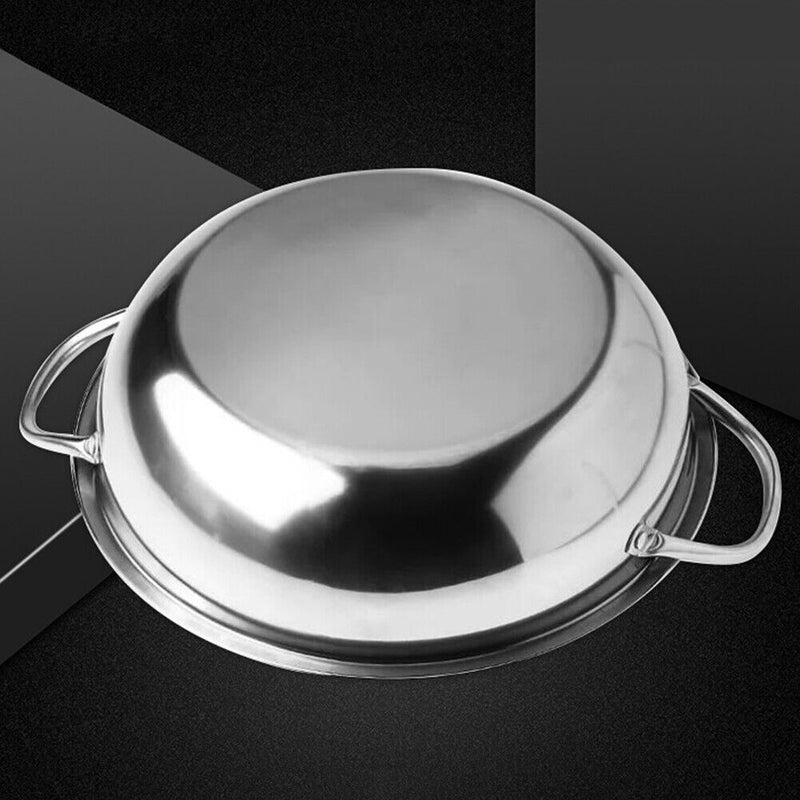 Twin Hot Pot 2 Lattice Double Cooker Stainless Steel Hot Pot Divided Dish Plate