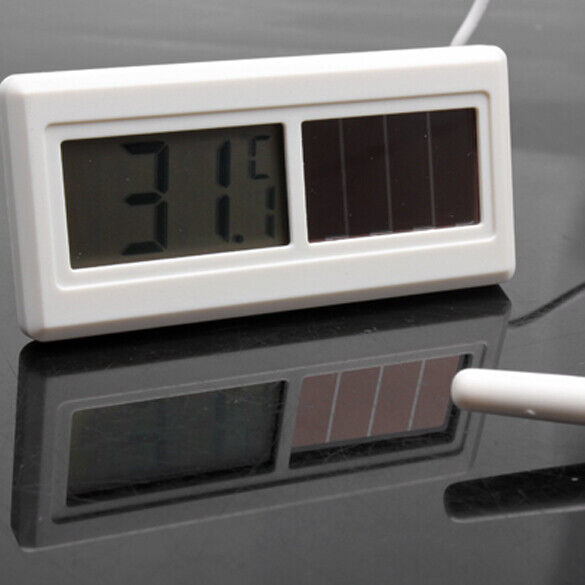 Potable Solar Powered Digital LCD Thermometer -50 150 Sensor Cable 1M