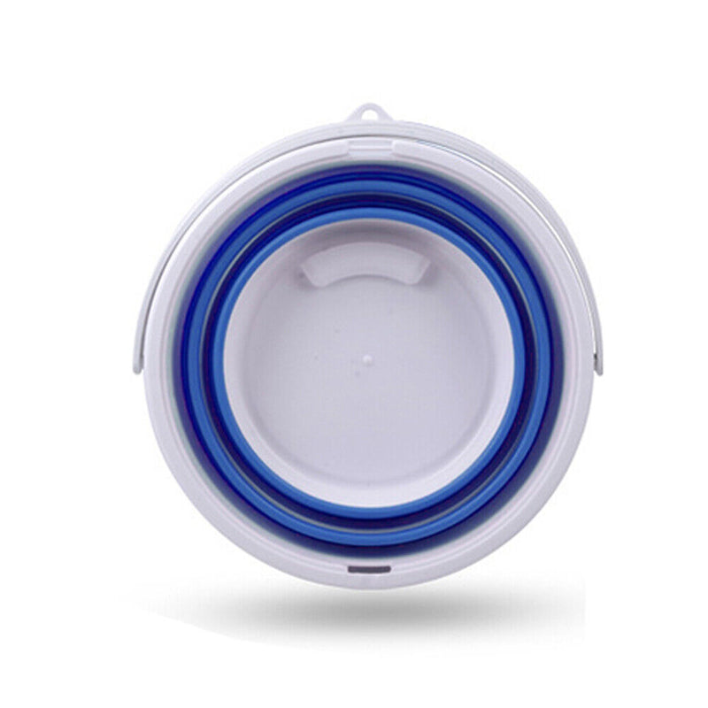 Collapsible Bucket Portable Outdoor Fishing Car Washing Basin (Blue 5L) Newly