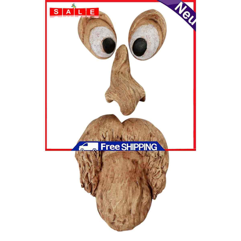 Old Man Tree Face Decoration, Bark Facial Features Ornaments for Yard, Outdoor
