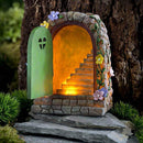 Large Fairy Doors Solar Light LED Elf Pixie Steps Magical Garden Trees Decors