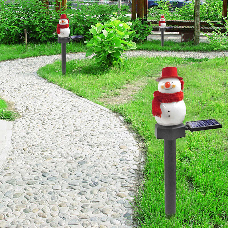 Christmas Solar Snowman Ground Lamp Garden Lawn Light Outdoor Lighting (B) Newly