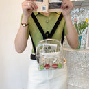 Mini Transparent Women Backpack PVC Clear Kids Girls School Bags (White)