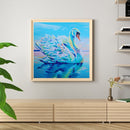 5D DIY Full Drill Round Shape Swan Rhinestone Diamond Drawing Home Decoration