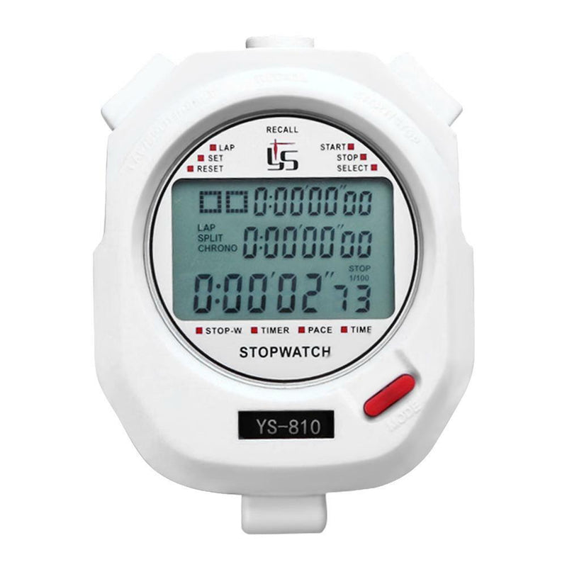 Digital Stopwatch Chronograph Sports Timer Stop Watch (White/ 10 Tracks)