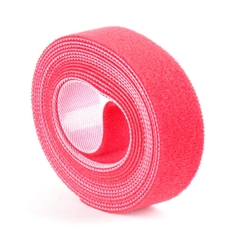 1m Durable Self Adhesive Cable Fastener Tape Wire Strap (Red 100x1cm)