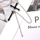 Fashion Punk Cross Chain Stud Earrings Ear Bone Piercing for Women Men Jewelry