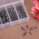 250pcs Ball Bearing Swirl Solid Ring Fishing Hook Connector + Plastic Box