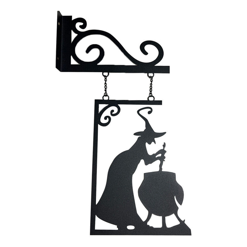 Holiday Decor Black Witch Sign Metal Witch Wall Silhouette for Garden Patio Door