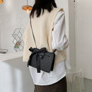 Autumn Women Bowknot Flap Clutches Portable Lattice PU Shoulder Crossbody Bags