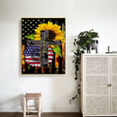 5D Kit Rhinestone DIY US Flag Sunflower Full Round Drill Diamond Painting Gift