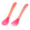 Baby Feeding Safety Soft Spoon Fork Set Temperature Sensing Flatware(Pink)