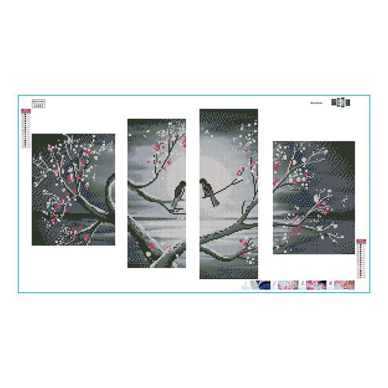AnySell Birds 5D Diamond Paintings Full Drill Set, 4-Pictures Combination Kits Cr