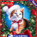 Full Drill Mosaic Diamond Painting DIY Christmas Cat 5D Art Rhinestone Picture