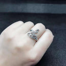 Peacock Metal Rings Women Open Adjustable Crochet Needlework Knitted Loop G