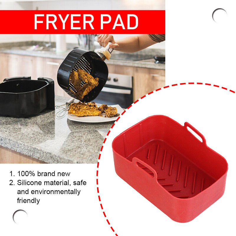 #A Silicone Air Fryer Liner Square Oven Microwave Baking Fryer Pans Pot Basket M