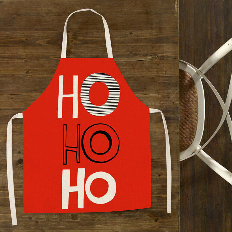 HO Print Linen Apron Kitchen Waterproof Home Cooking Bib Pinafore (68X55CM)