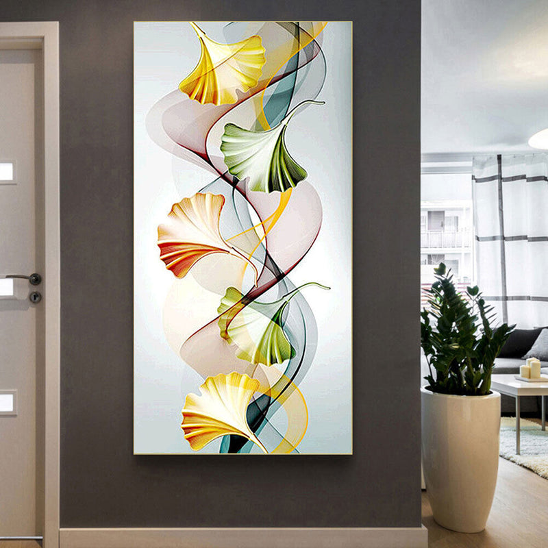 Ginkgo Leaf Abstract Oil Paint By Numbers Kits Canvas Picture Wall Art DIY Cr
